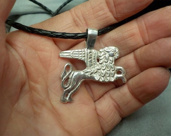 Sterling Silver Celtic Lion of St. Mark Pendant