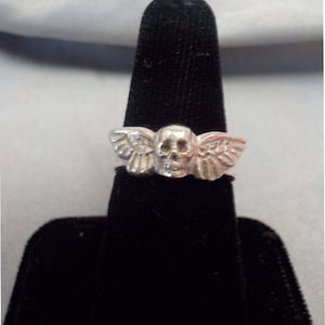 Sterling Silver Mini Winged Skull Ring