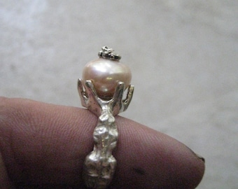 Medieval White Baroque Pearl Ring
