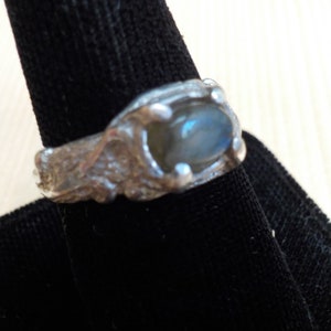 Sterling Art Nouveau  Labradorite Tendril Ring