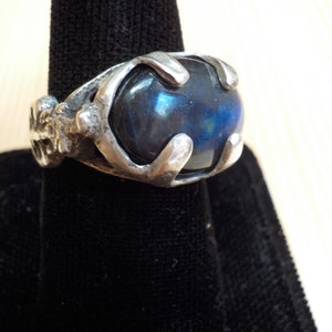 Medieval Dragon Ring With Blue Labradorite Cabochon