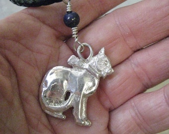 Pendentif Sterling et Lapis Royal Kitty