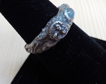 Moonstone and Silver Owl Ring