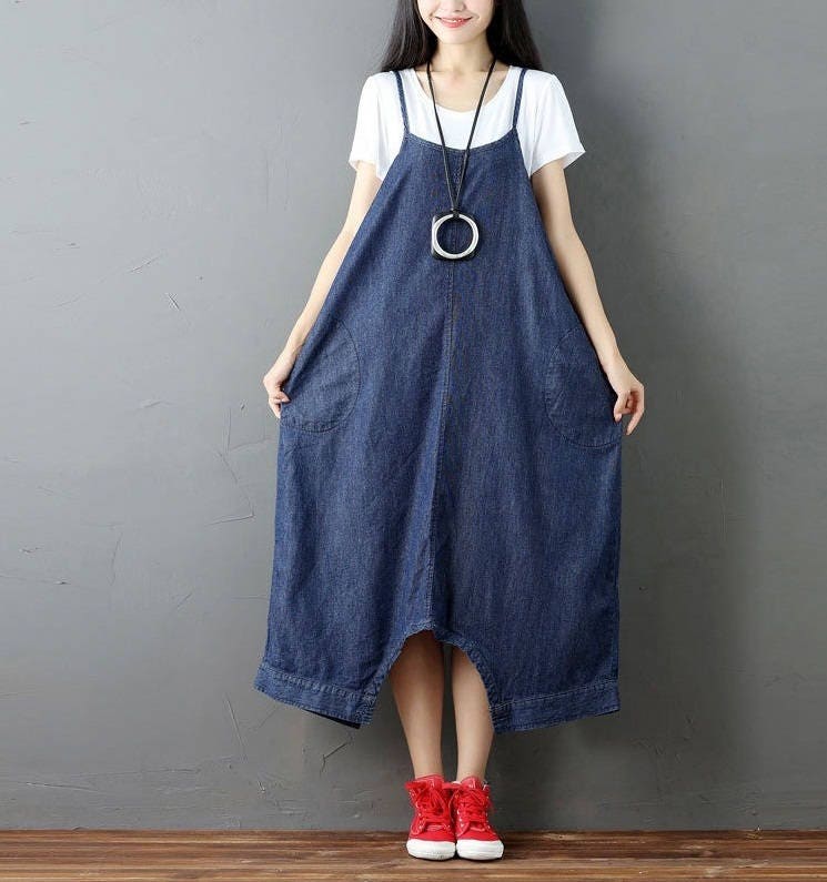 Womans Loose Fitting Casual Denim Cotton Overalls Jumpsuits - Etsy