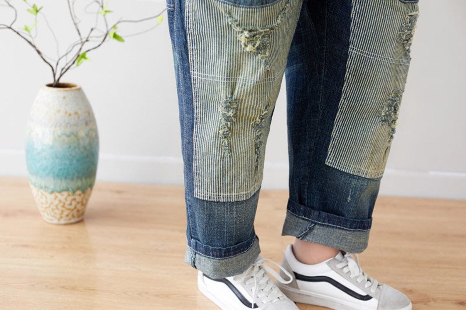 Womens Retro Loose Fitting Ripped Jeans With Pockets Casual Etsy