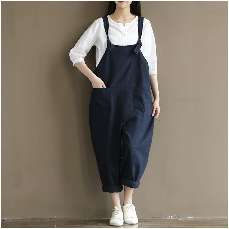 Womens Summer Retro Loose Fitting Casual Cotton Overalls With - Etsy
