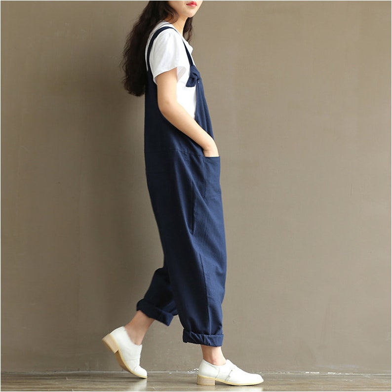 Womens Summer Retro Loose Fitting Casual Cotton Overalls With - Etsy
