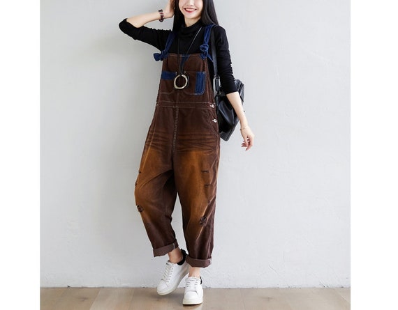 beige corduroy overalls