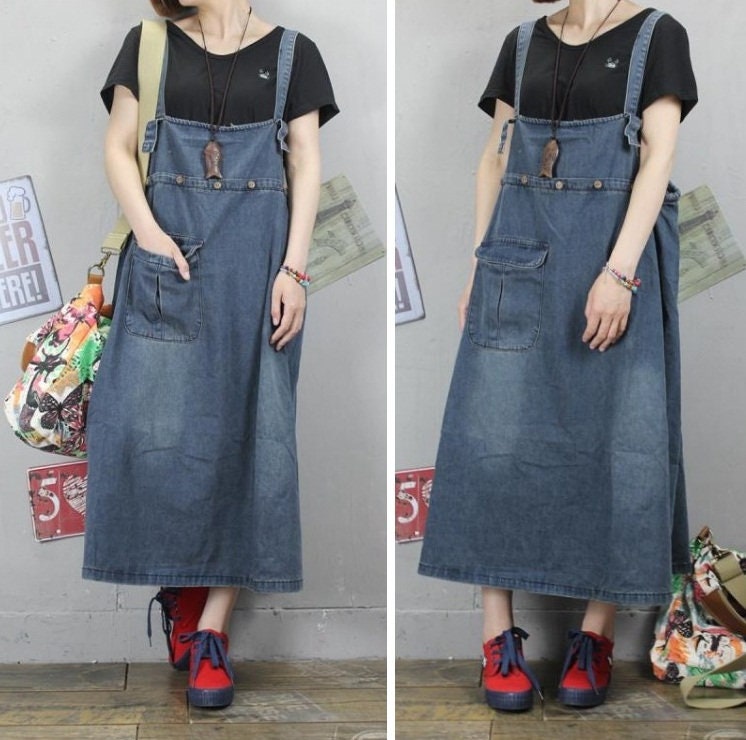 Womens Summer Loose Fitting A Line Style Denim Cotton Overalls - Etsy