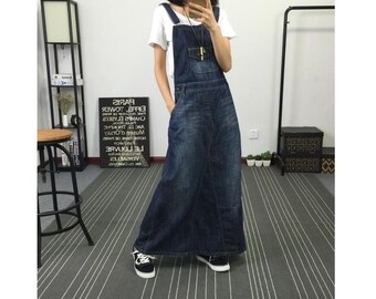 Denim jumpsuit long shop skirt
