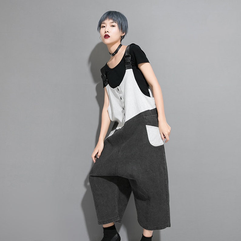 Loose Overalls Summer Overalls Loose Pants Womens Summer Contrast Color Cotton Overalls With Pockets Casual Overalls Overalls For Women