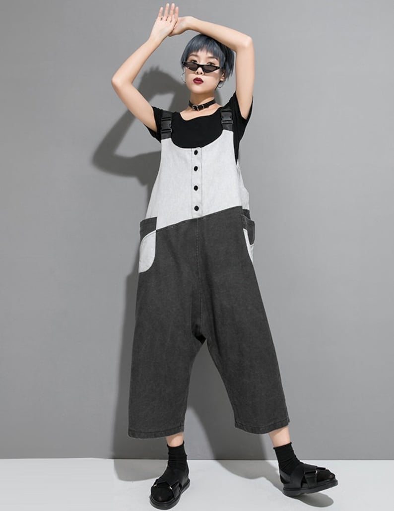 Loose Overalls Summer Overalls Loose Pants Womens Summer Contrast Color Cotton Overalls With Pockets Casual Overalls Overalls For Women