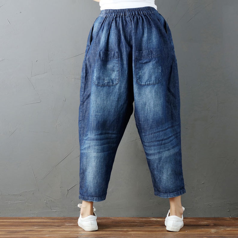 Womens Loose Fitting Ripped Jeans Denim Cotton Pants With - Etsy UK