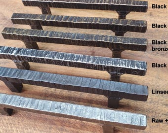 Rustic Wrought Iron Drawer Pull: Handcrafted Industrial Handles for Kitchen & Furniture Decor