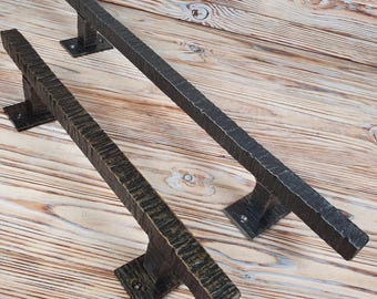 Rustic Barn Door Pull Handle - Handcrafted Wrought Iron Farmhouse Hardware for Interior Sliding Doors