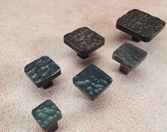 Textured Wrought Iron Kitchen Knobs: Simple Industrial Hardware for Cabinets, Drawers & Loft Decor