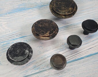 Modern Industrial Drawer Knobs: Rustic Forged Metal Handles for Kitchen & Furniture Decor