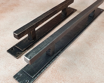 Handcrafted Oversized Iron Door Pull: Heavy-Duty Steel Handle for Gates, Entrances & Large Doors