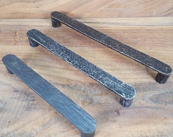 Rustic Wrought Iron Handle - Handcrafted Blacksmith Metalwork for Kitchen, Furniture & Industrial Decor