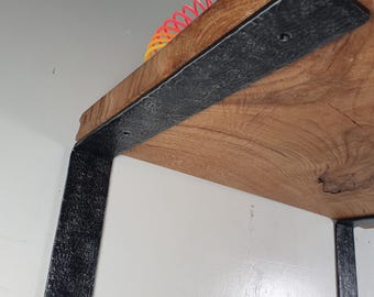 2 4/11" (6 cm) Handcrafted Rustic Forged Metal Wall Shelf Bracket - Industrial Blacksmith Support for Home Decor