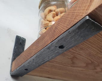 1" (2,5 cm) Rustic Hand-Forged Steel Shelf Bracket: Industrial Wall Mount for Farmhouse & Modern Decor