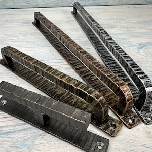 Rustic Farmhouse Barn Door Pull Handle - Handcrafted Wrought Iron Industrial Hardware for Interior