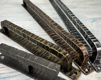 Rustic Farmhouse Barn Door Pull Handle - Handcrafted Wrought Iron Industrial Hardware for Interior