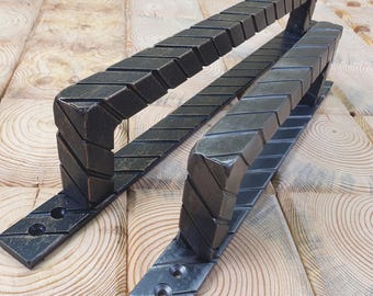 Rustic Farmhouse Barn Door Pull Handle - Handcrafted Wrought Iron Hardware for Interior Decor