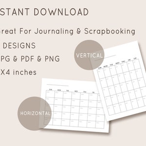 3x4 Calendar, Blank Calendar Template, Undated Monthly Calendar ...
