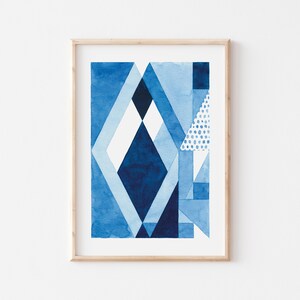 Geometric Art Print, Printable Wall Art, Geometric Print, Digital Art Poster, Minimalist Art, Blue Art Print, Office Wall Art image 3