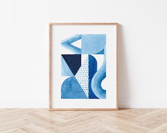 Geometric Wall Art, Printable Wall Art, Wall Decor Art Print, Wall Art Prints, Blue Wall Art, Digital Art Print, Minimalist Wall Art