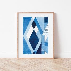 Geometric Art Print, Printable Wall Art, Geometric Print, Digital Art Poster, Minimalist Art, Blue Art Print, Office Wall Art image 2