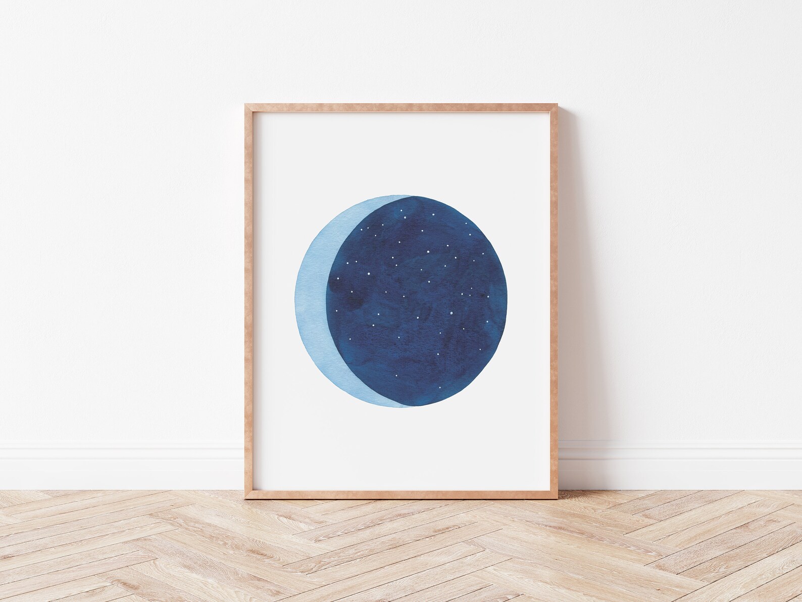 Moon and Stars Printable Wall Art Watercolor Art Print - Etsy