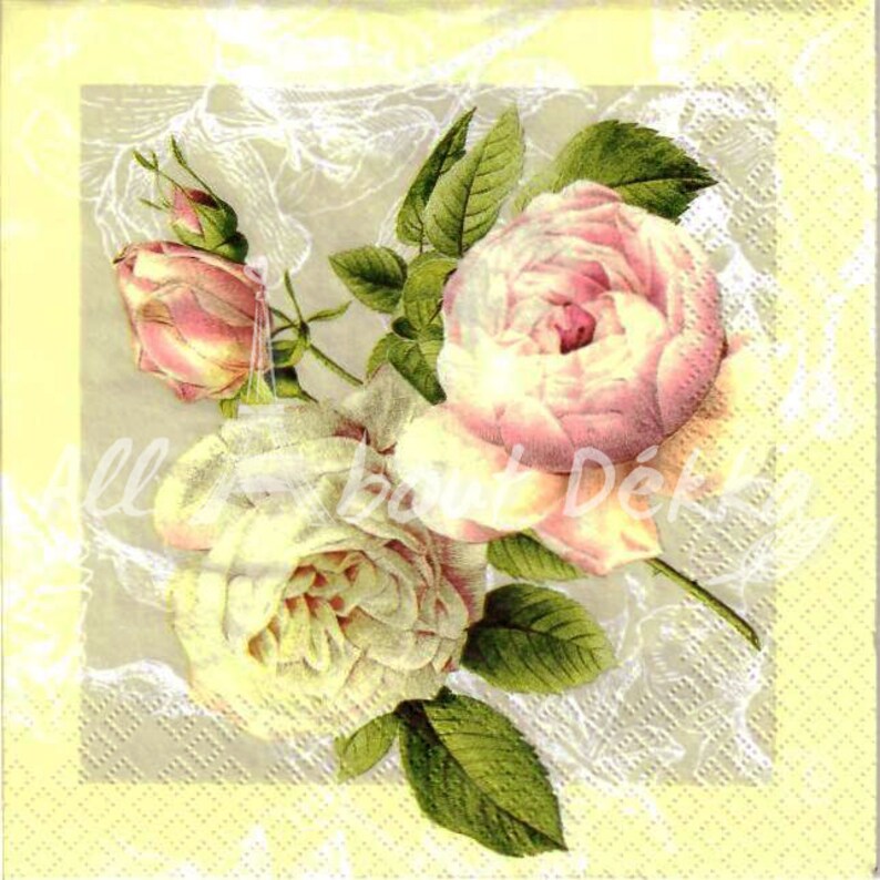 Assorted Decoupage Napkins Set Vintage Flowers Roses Etsy