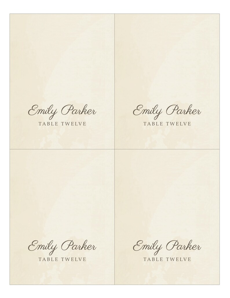 Wedding Place Cards Printable Place Card Template DIY Card Etsy