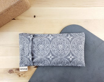 Lavender eye pillow with washable cover | Massage Meditation Relaxation Savasana Headache Sinusitis | 100% cotton Grey Mandala pattern