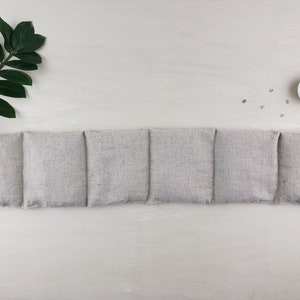 Long coussin enveloppant chaud ou froid mal de ventre mal de dos épaules allaitement mal de genoux massage Chanvre et coton bio SABLE image 2