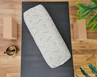 Rectangular Yoga Bolster | Meditation Cushion | Stretching & Sleep Support Pillow | Buckwheat Hull Filled printed cotton Canvas MANTRA