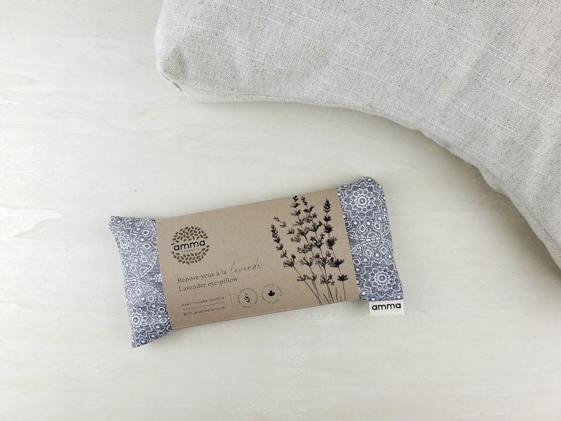 Lavender eye pillow with washable cover Massage Meditation Relaxation Savasana Headache Sinusitis 100% cotton printed image 3