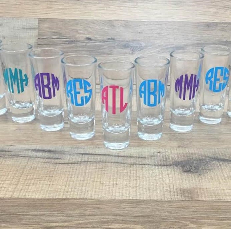 Shot Glass with Custom Vinyl Monogram Etsy