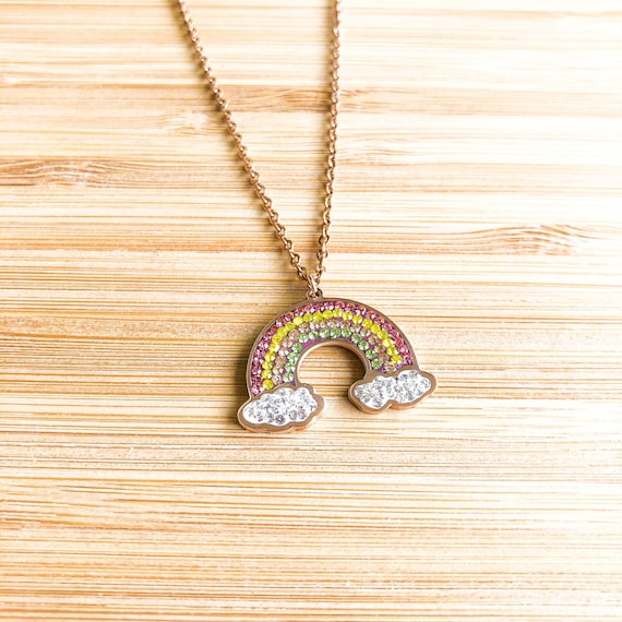 Rainbow Necklace dainty delicate 