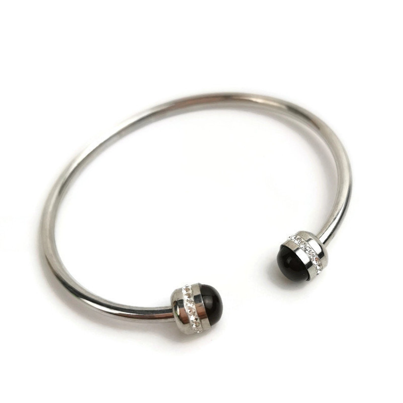 Cuff Bracelet Designer Bracelet Black Stones Cuff Bracelet Etsy