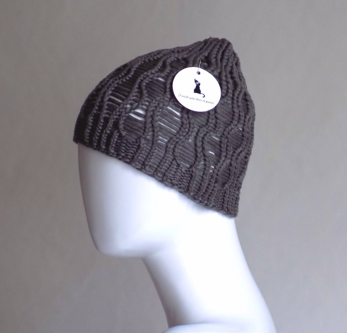 Grey beanie hat for women. Very soft and gentle cashmere hat. Etsy