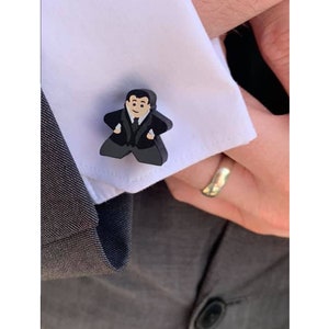 Bride / Groom Meeple Wedding Cufflinks Blonde & Brunette Brides, Blonde and Dark-Haired Grooms Dark-Haired Groom