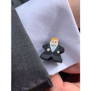 Bride / Groom Meeple Wedding Cufflinks Blonde & Brunette Brides, Blonde and Dark-Haired Grooms Blonde Groom