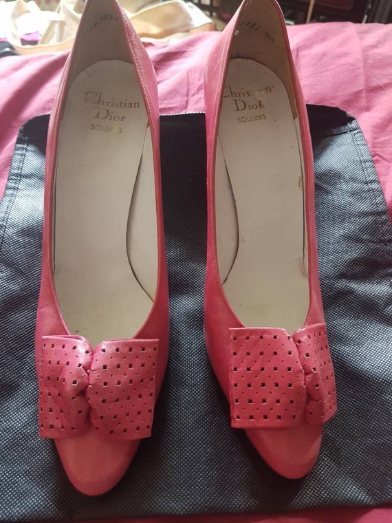 Vintage Christian Dior Pumps in Pink Leather Etsy