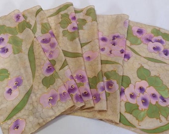 Silk scarf, Hand painted silk, Floral scarf, Beige Pink silk scarf, Handmade silk scarf, Gift for her, Unique Gift for Mom