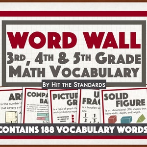 Math Word Wall Cards for Third Grade- Common Core Standards