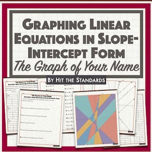 The Graph of Your Name Graphing Linear Equations Slope-Intercept Form Coloring Lines Worksheet Math Algebra Summer Back to School Activity