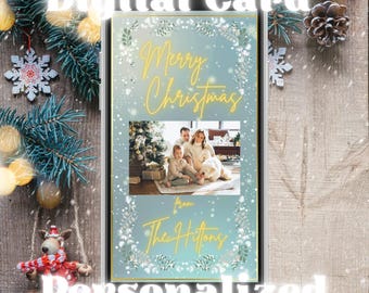 Merry Christmas Digital Card, Personalized Merry Christmas Card, Merry Christmas Ecard, Christmas Digital Card with Picture